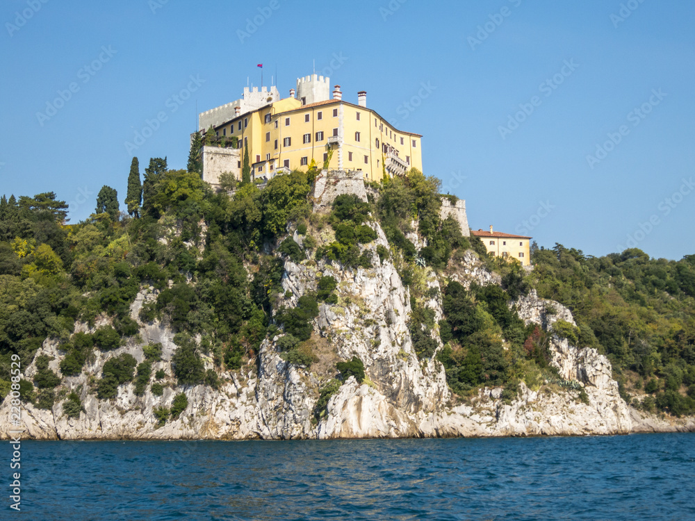 Duino castle in Trieste Italy, view from the sea