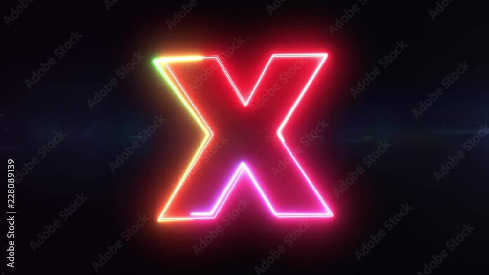 Letter X - shaking symbol outline looping on black background in 4k ...