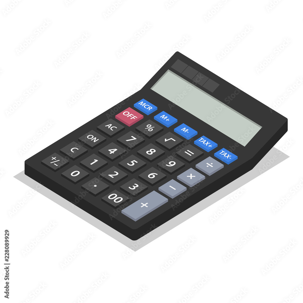 Calculator icon set. Isometric set of calculator vector icons for web design isolated on white background Calculator icon set. Isometric set of calculator vector icons for web design isolated on white background