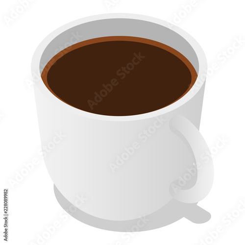 Cup of coffee icon set. Isometric set of cup of coffee vector icons for web design isolated on white background