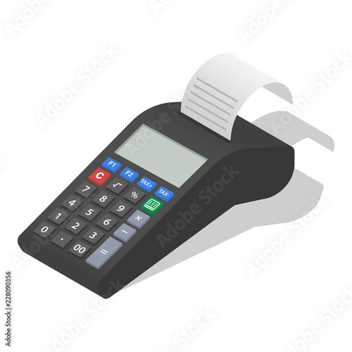 Payment terminal icon set. Isometric set of payment terminal vector icons for web design isolated on white background