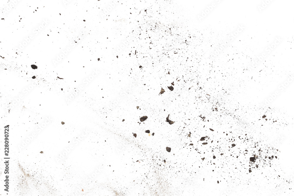 Soil, dirt dust pile isolated on white background, top view Soil, dirt dust pile isolated on white background, top view
