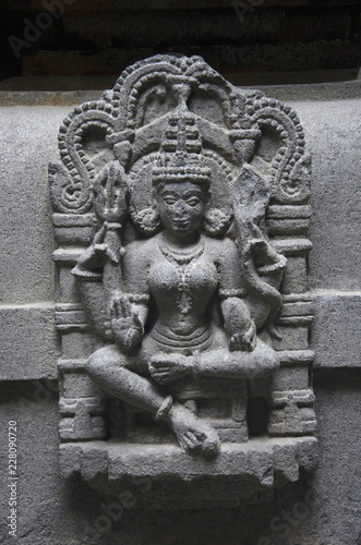Carved figure of goddess, Bhuleshwar Temple, Yavat, Maharashtra. photo