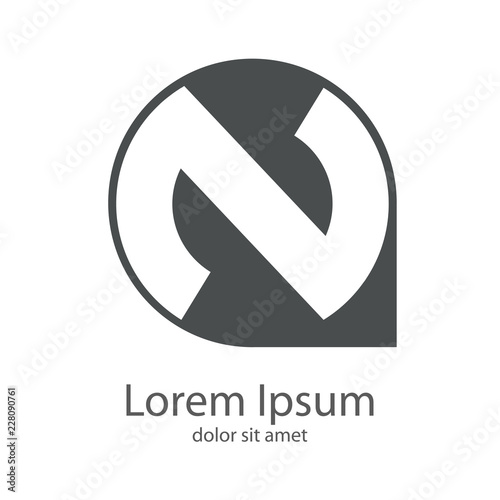Logotipo N en puntero en color gris