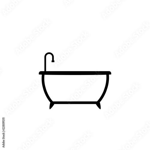 Bathtub and faucet icon. Bathroom clipart isolated on white background