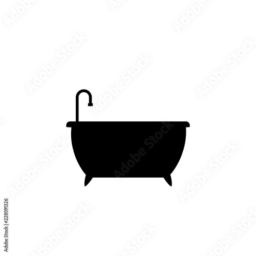 Bathtub and faucet icon. Bathroom clipart isolated on white background