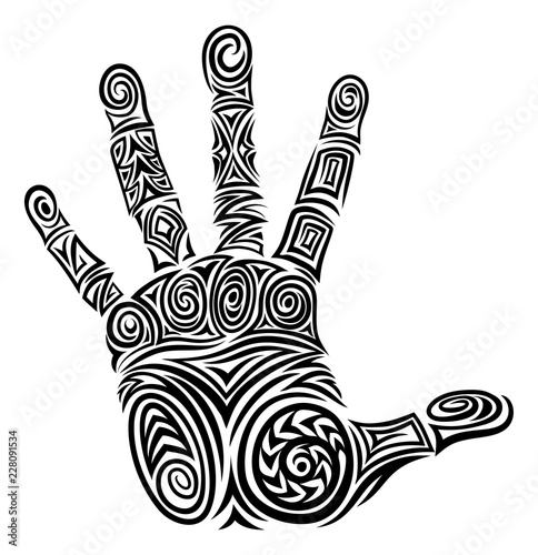 A hand palm abstract icon pattern concept design motif