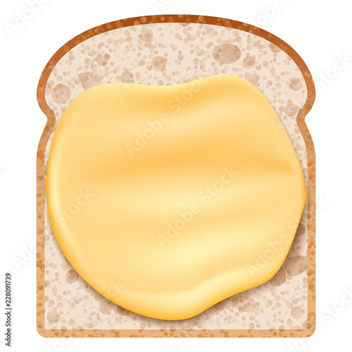 Butter on bread icon. Realistic illustration of butter on bread vector icon for web design © anatolir