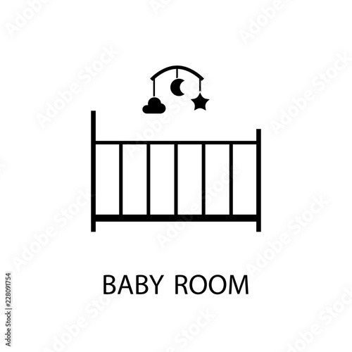 Baby room silhouette icon. Clipart image isolated on white