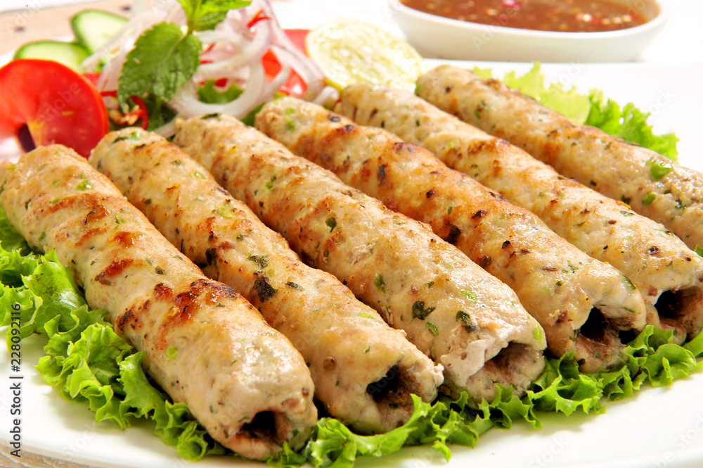 Chicken Seekh Kabab, Chicken Reshmi Kebab Chicken Seekh Kabab, Chicken Reshmi Kebab