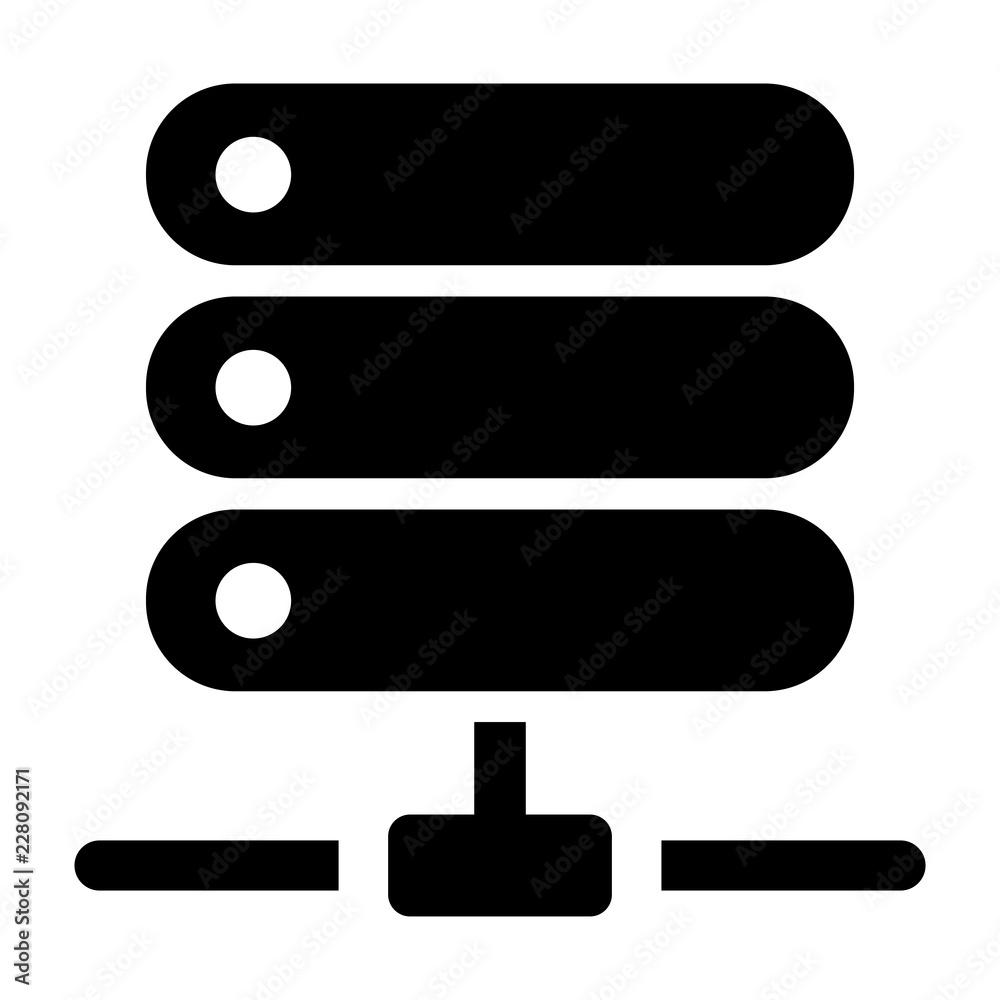 Minimalist, black silhouette server rack icon. Isolated on white Stock ...