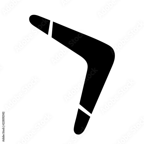 Simple boomerang icon. Black silhouette. Isolated on white photo