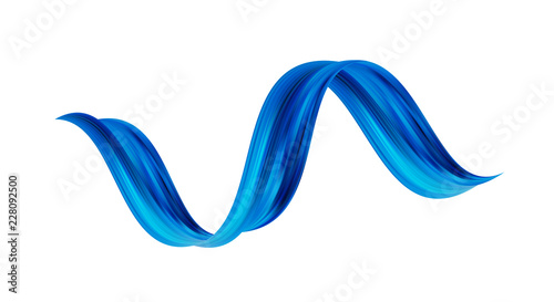 Vector illustration: 3d twisted blue flow liquid shape. Acrylic paint sroke. Modern design.