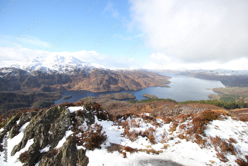 Beautiful Scotland landscape, mountain with snow (Ben A'an)