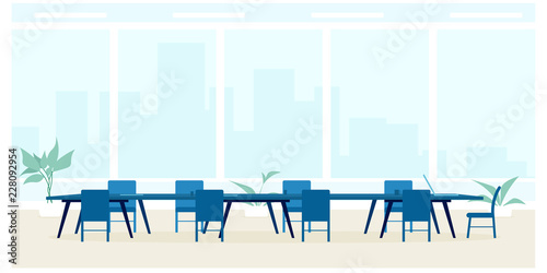 empty conference room with big window. Vector illustration