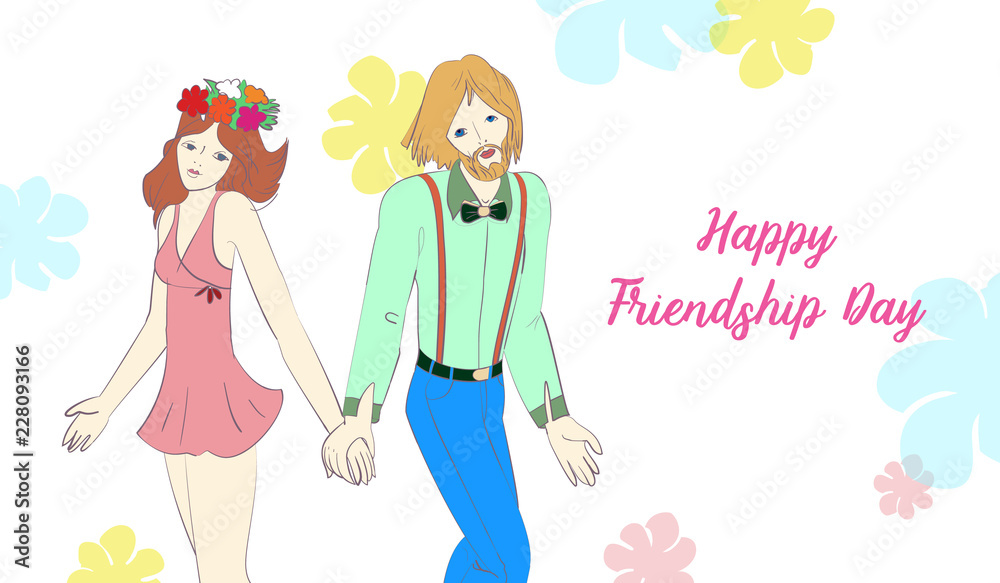 Friendship day holiday poster design in cartoon style. Friendship day holiday poster design in cartoon style.