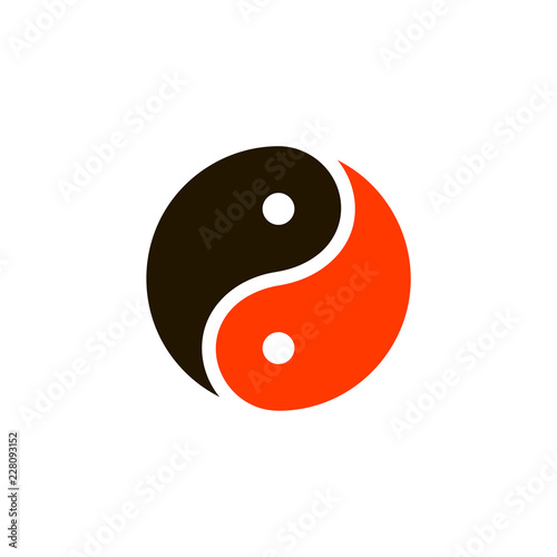 Yin and yang symbol glyph. Clipart image isolated on white background