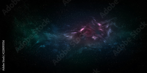 Fototapeta Naklejka Na Ścianę i Meble -  Eine Galaxie mit Sternen und rot, grün und blauem Nebel