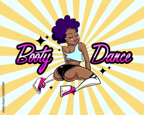 Twerk dance female cartoon character design. Vector illustration.