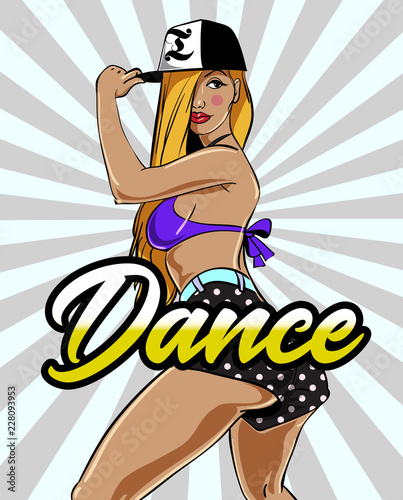 Twerk dance female cartoon character design. Vector illustration.