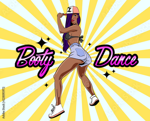 Twerk dance female cartoon character design. Vector illustration.
