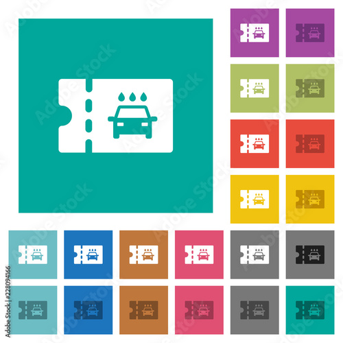 car washer discount coupon square flat multi colored icons