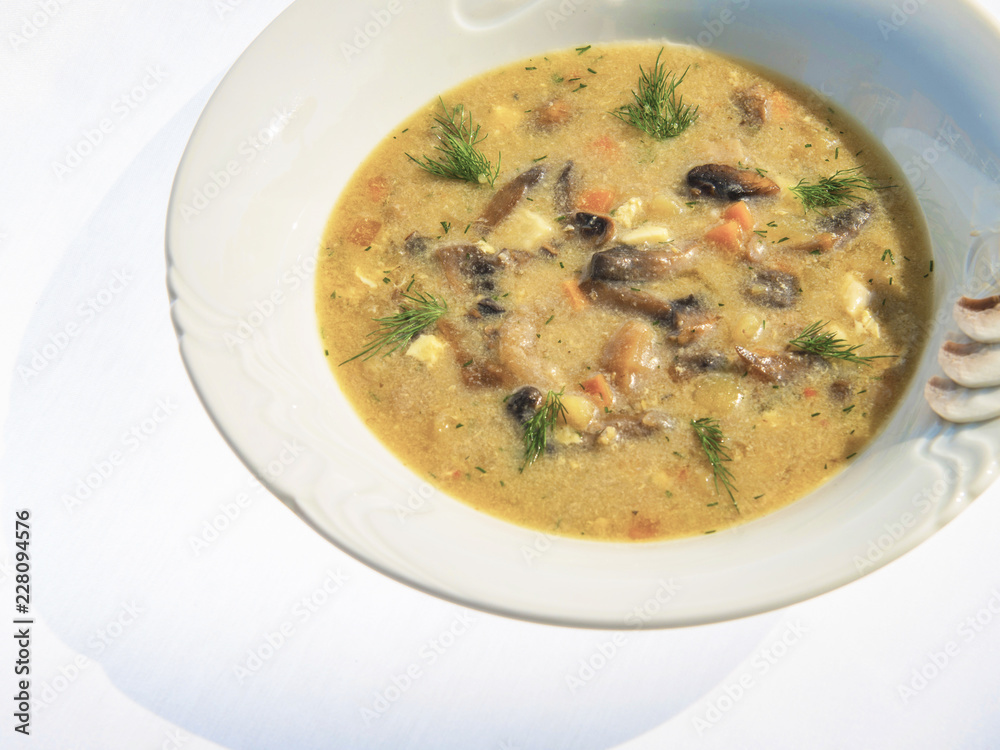 Mushroom Chowder With Croutons And Sour Cream Mushroom Chowder With Croutons And Sour Cream