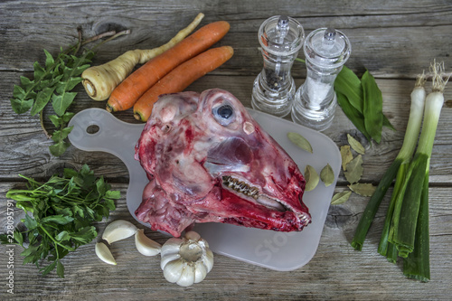 Disturbing image of lamb soup ingredients