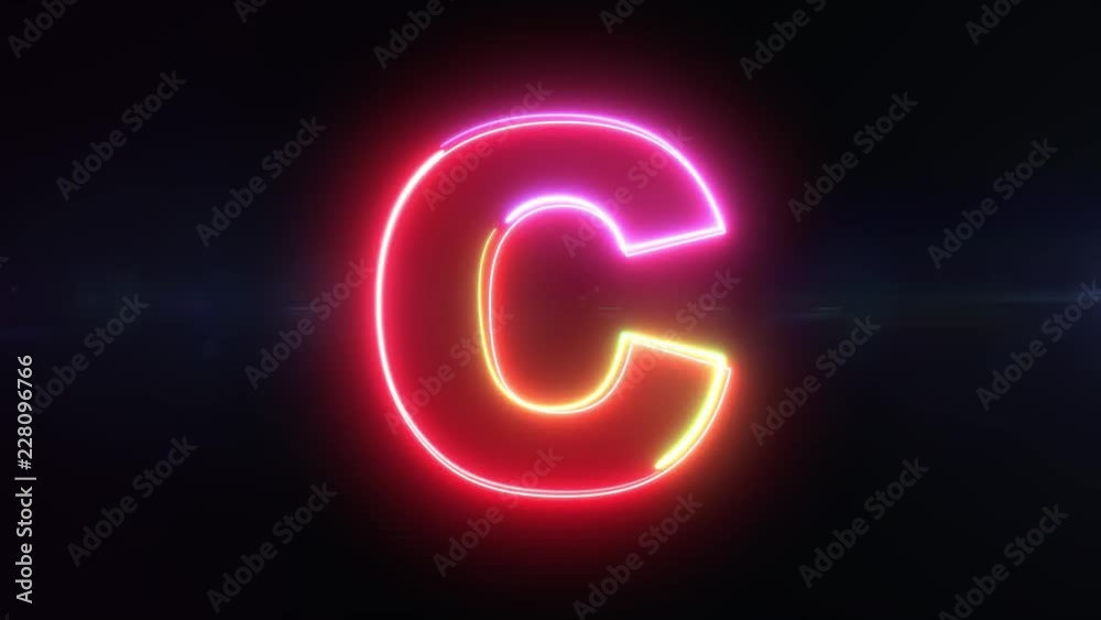 Letter C - shaking symbol outline looping on black background in 4k animation Letter C - shaking symbol outline looping on black background in 4k animation