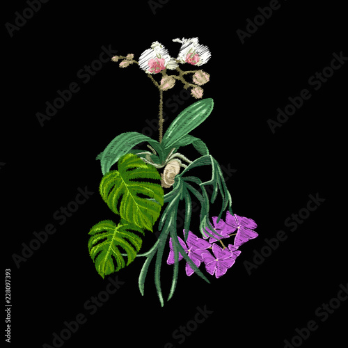 Set of elements for design with tropical plants
