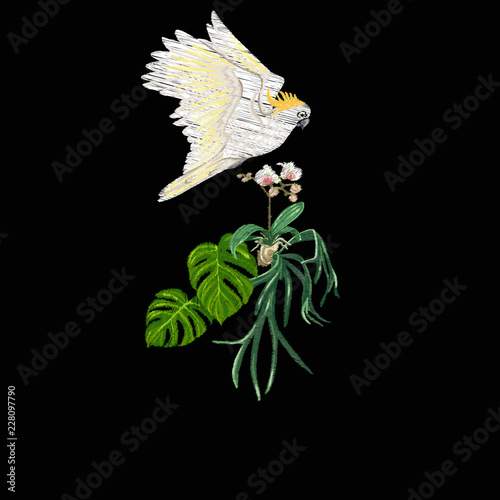 Set of elements for design with tropical plants