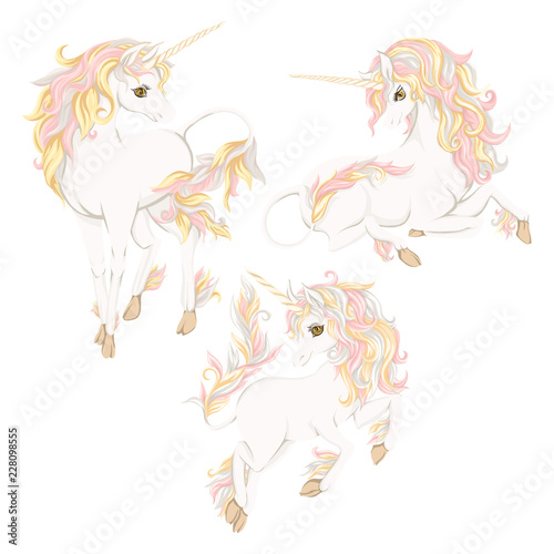 unicorn with gold rose color mane