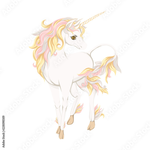 unicorn with gold rose color mane