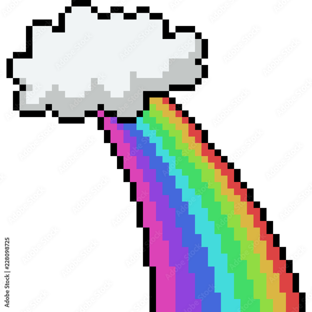 Fototapeta premium vector pixel art cloud rainbow