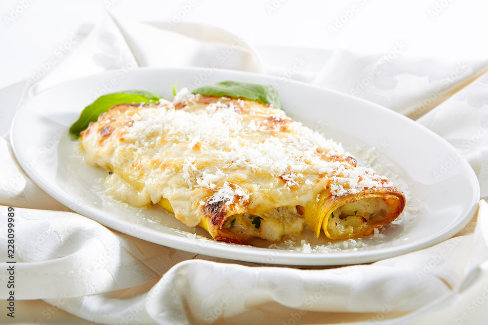 Restaurant Main Course of Cannelloni Pasta Restaurant Main Course of Cannelloni Pasta
