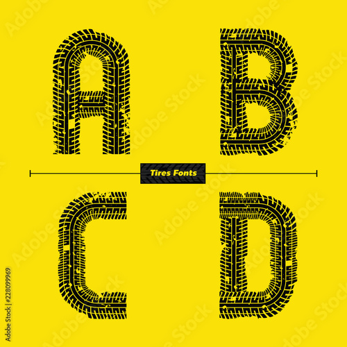 Alphabet Celtic Golden style in a set ABCD