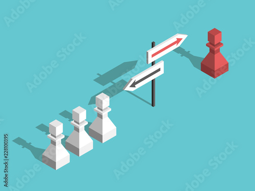 Chess pawns, different directions