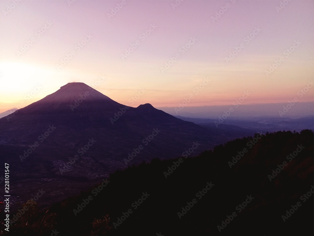 Sunrise on Sindoro Mountain, Central Java, Indonesia