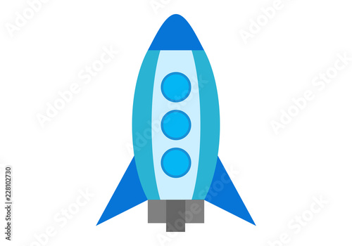 Cohete espacial de color azul.