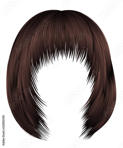 trendy hairs dark brown colors . kare with fringe . beauty fashion