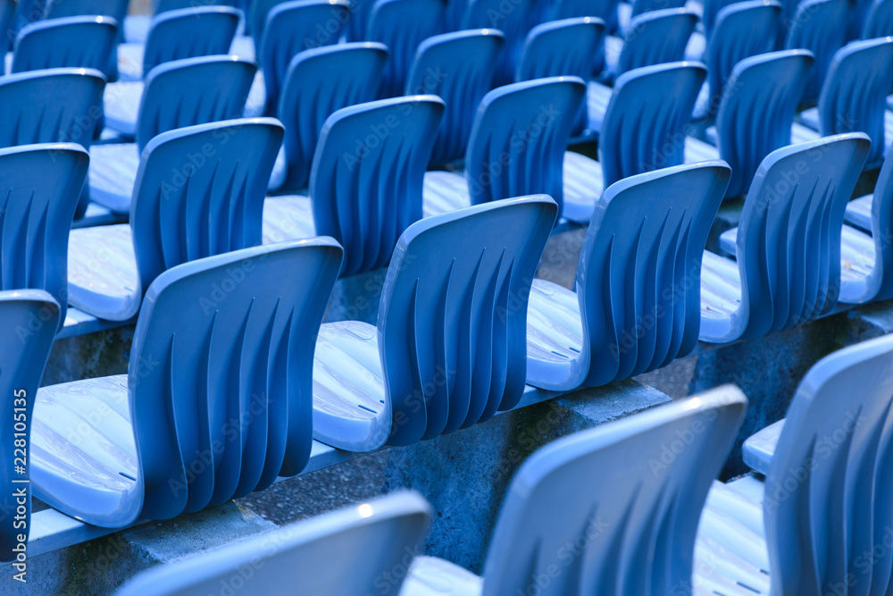 Obraz premium Rows of seats in an open air theater, close up