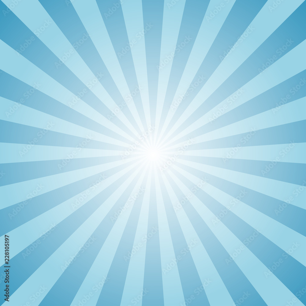 Sunlight background. Powder blue color burst background with white highlight. Fantasy Vector