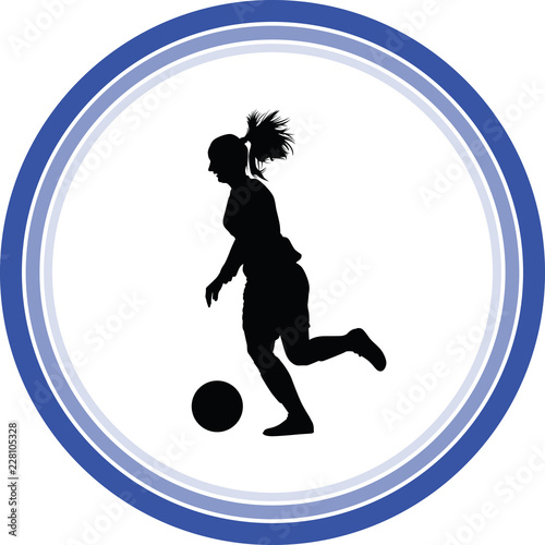 soccer women silhouette. girl player vector