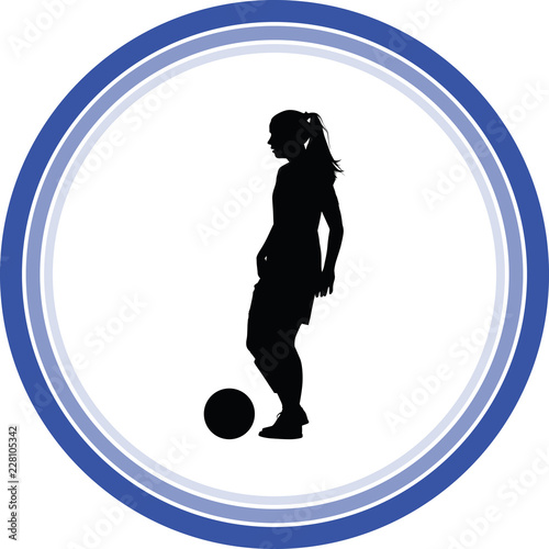 soccer women silhouette. girl player vector
