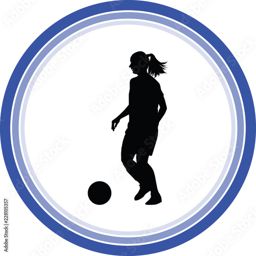 soccer women silhouette. girl player vector