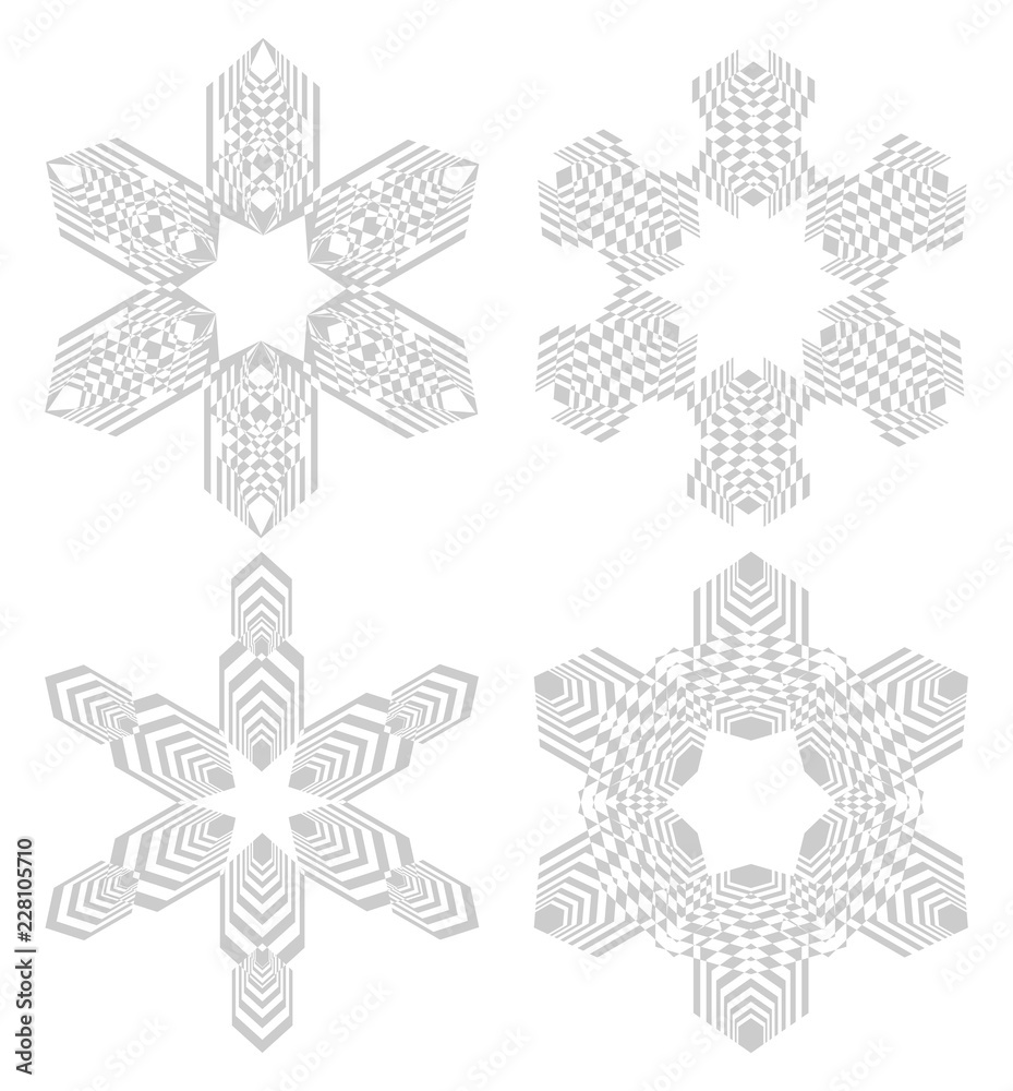 Set of simple geometric design elements, gray shapes on white background, collection of beautiful decorative patterns, vector illustration Set of simple geometric design elements, gray shapes on white background, collection of beautiful decorative patterns, vector illustration