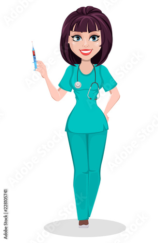 Veterinarian woman. Cute cartoon character