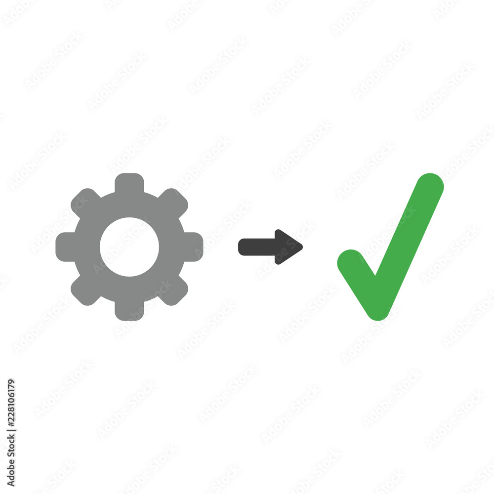 Vector icon concept of gear with check mark Vector icon concept of gear with check mark