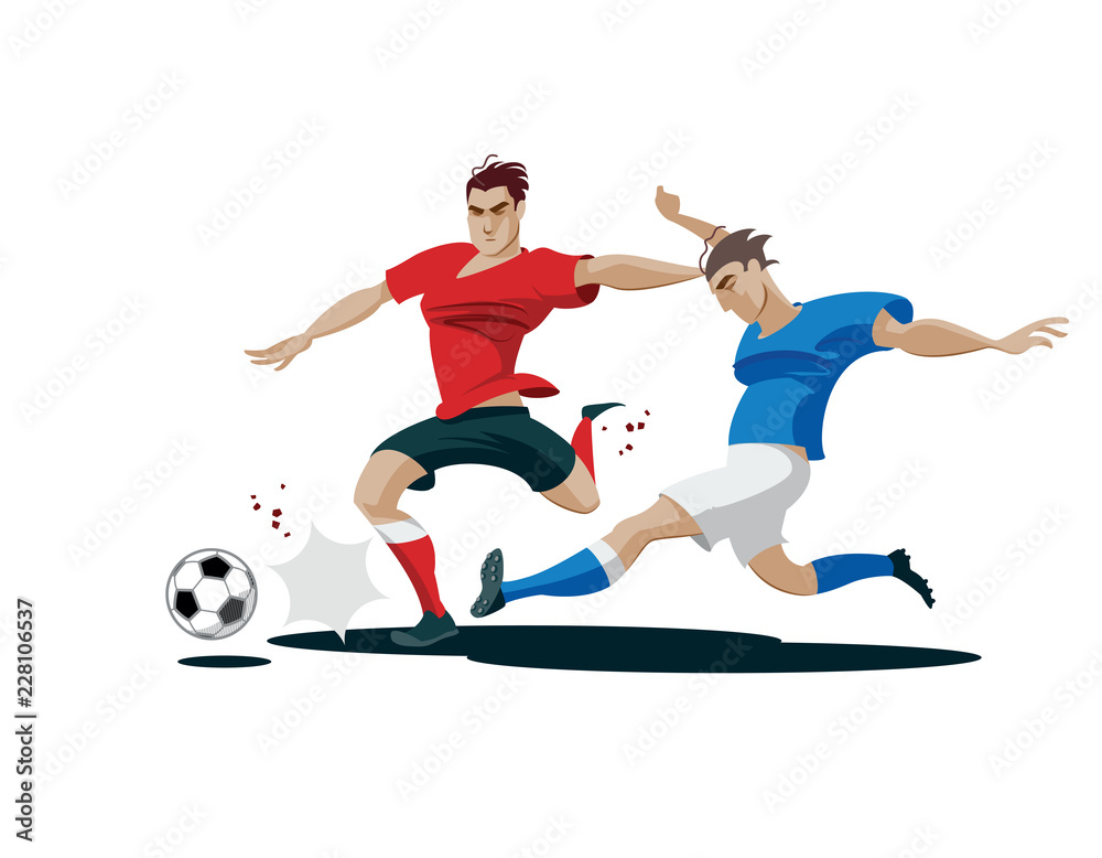 Players are fighting for the ball. Vector Illustration