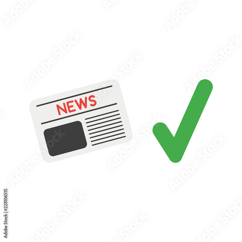 Vector icon concept of newspaper with check mark